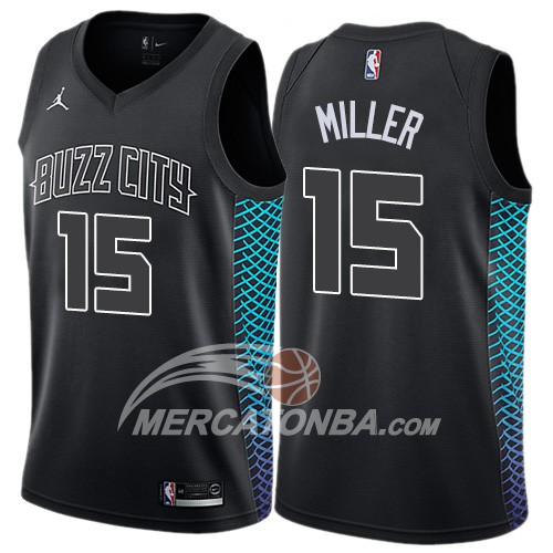Maglia NBA Charlotte Hornets Miller Ciudad 2017-18 Nero